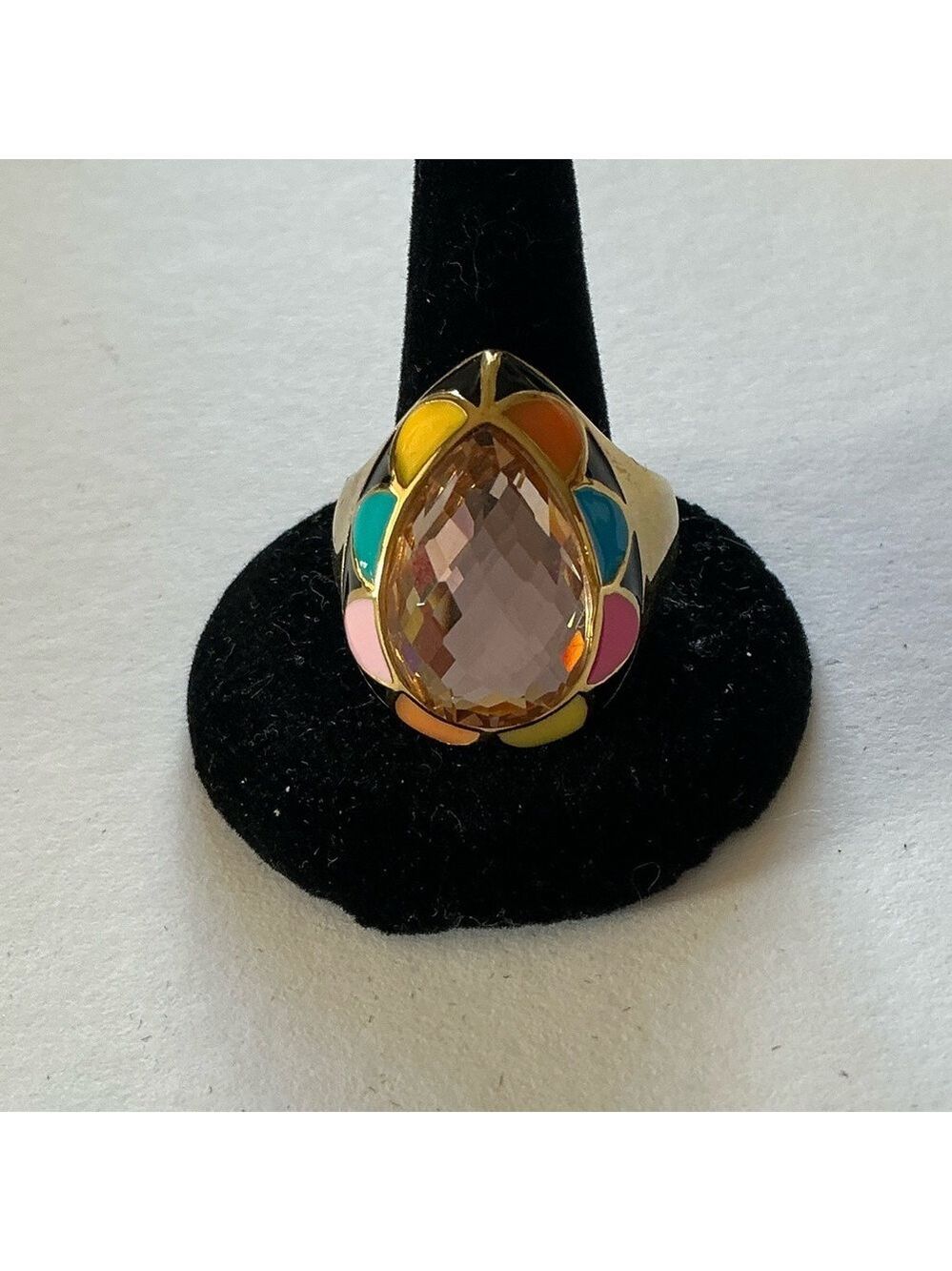 Vintage Gold Ring with Multicolor Accents